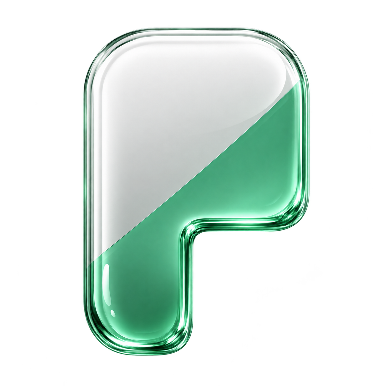 Glossy green and white POMPS symbol